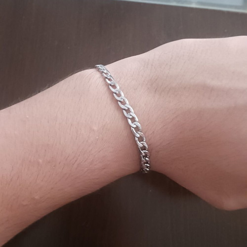 Men's chain bracelet 7mm stainless steel 304, silver