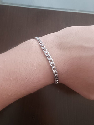 Men's chain bracelet 7mm stainless steel 304, silver