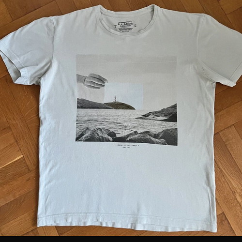 Pull & Bear unisex print T-shirt size S light grey like new