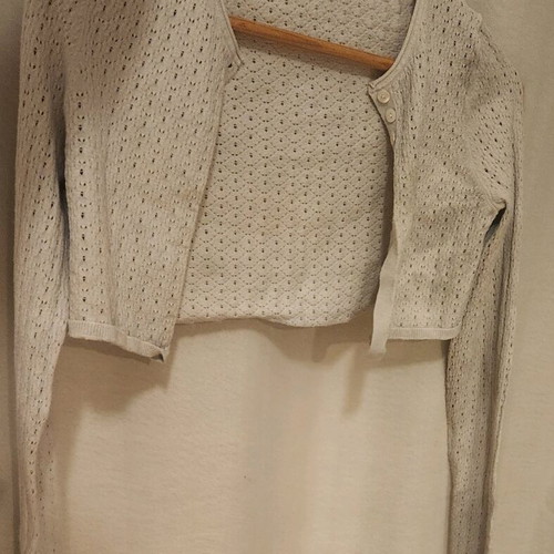 Stefanel bolero jacket like new, white and gray