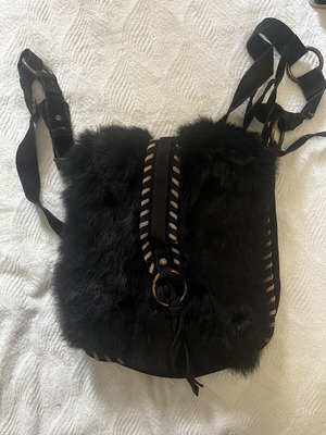 Handbag Greek handmade shoulder bag used, black and gray