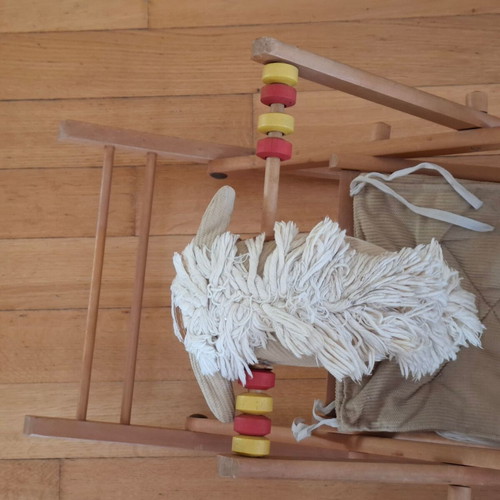 Vintage Wooden Rocking Horse with Safety Seat used for Babies and Toddlers