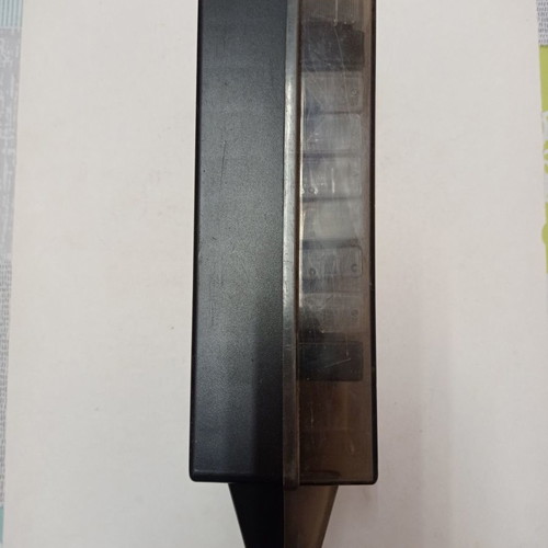 Hard cassette case used with 9 cassettes and one empty slot