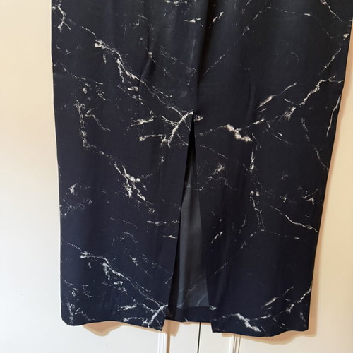 Zara midi satin skirt with marble print, like new, black, size L