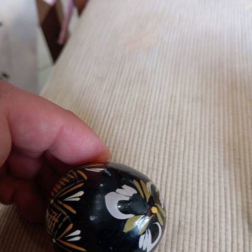 Handmade wooden painted egg vintage used