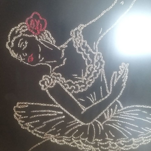 Ballerina frame handmade like new, embroidered with gold thread