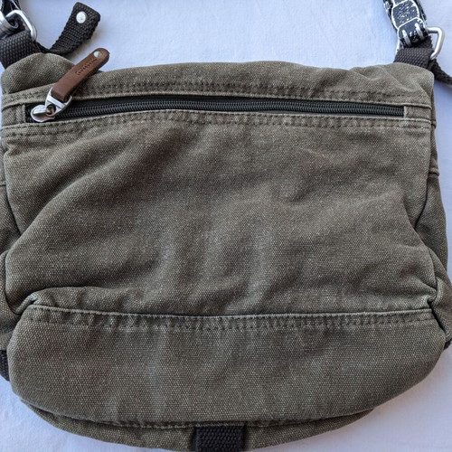 Frederic shoulder bags used, jean fabric, gray and green