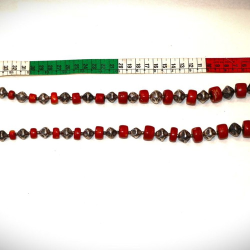 Long necklace with genuine red coral and sterling silver 925 new