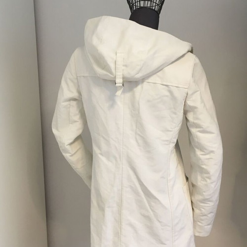 S Max Mara white cotton zip-up hooded coat IT44
