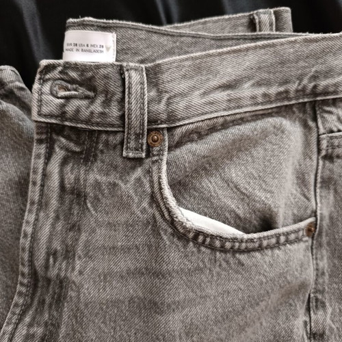 Zara high-waisted straight-leg jeans, gray, size M
