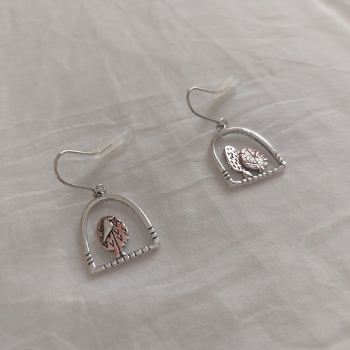 Secret Forest asymmetric earrings with trees