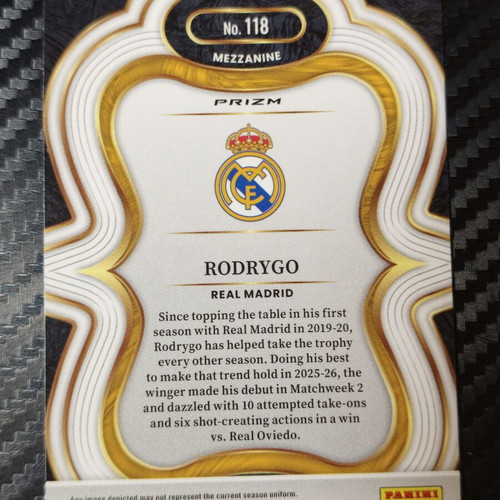 2025-26 Panini Select La Liga Rodrygo Mezzanine Peacock Prizm card