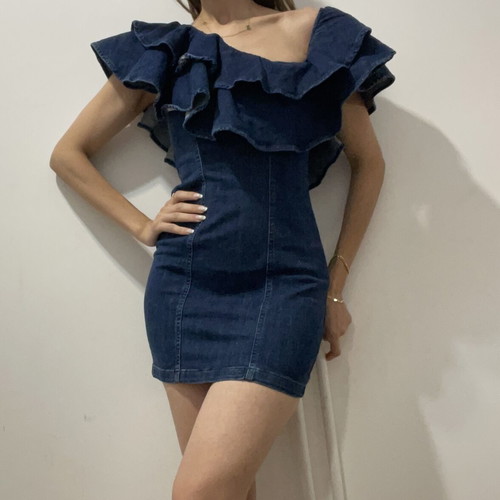 Pull & Bear denim dress size S like new, blue