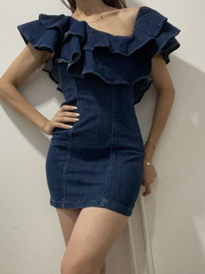 Pull & Bear denim dress size S like new, blue