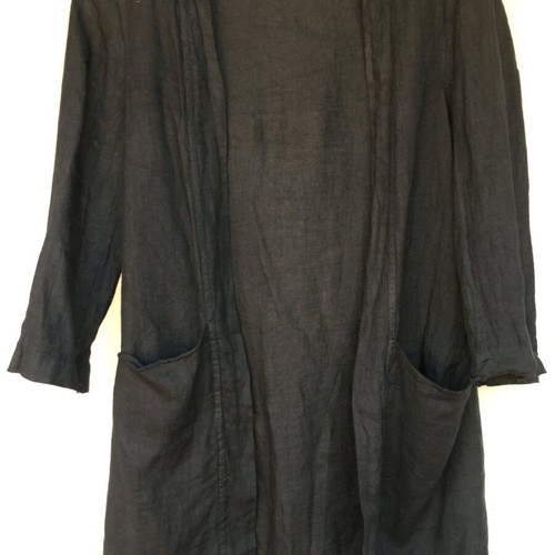 100% linen robe navy blue, size M, like new