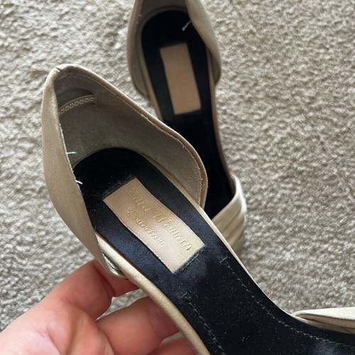 Zara sandals size 37 like new, satin nude with stones