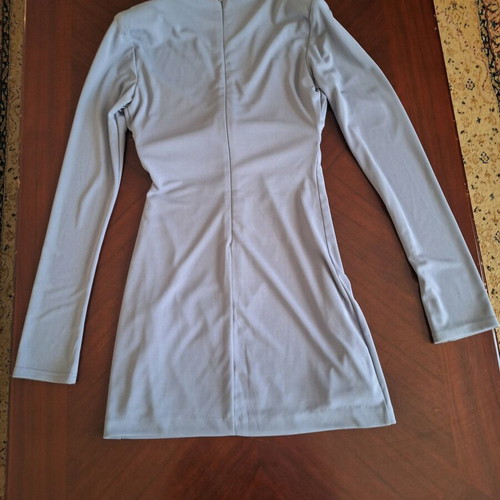 ZARA Mini Dress S Grey like new with Shirring and V Neckline