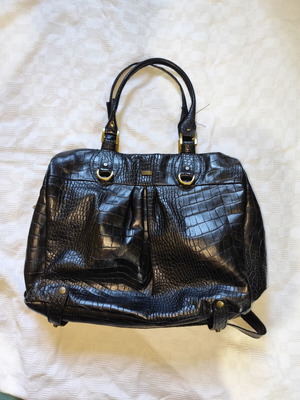 Horse Power leather shoulder bag used, black, 45x32cm