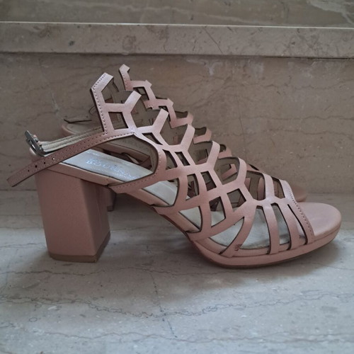 Anastazi Bournazos leather sandals used, size 41, pink, 7 cm heel