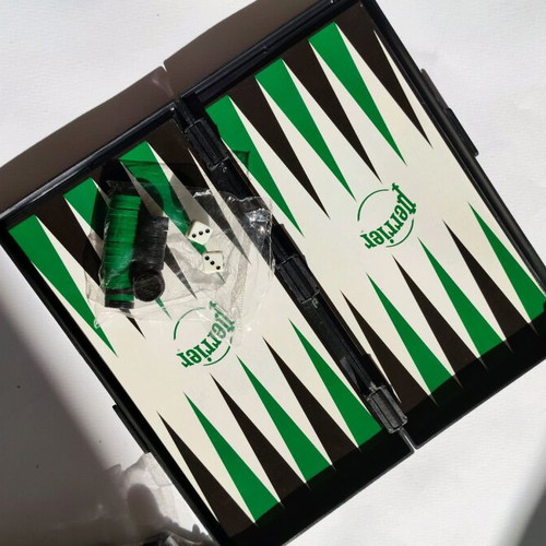 Perrier Backgammon Chess Checkers used vintage promotional game