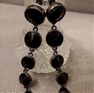 Μακριά σκουλαρίκια με μαύρες πέτρες