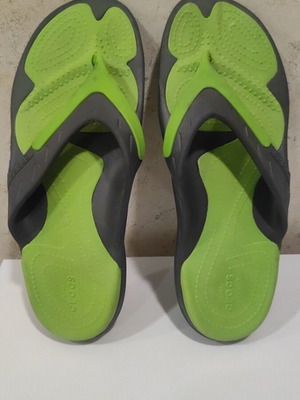 Crocs flip flops, fresh green and black