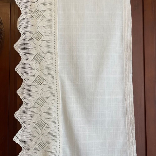 Crochet curtain used, handmade traditional embroidered 122x50 cm