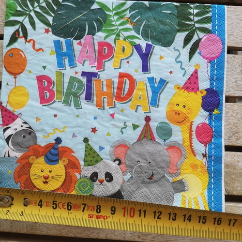 Happy Birthday jungle animals napkin new
