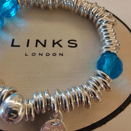 Links of London Sweetie Bracelet with Blue Crystals, Sterling Silver