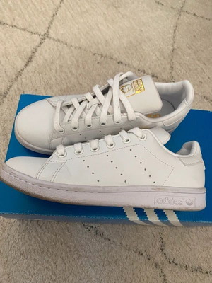 Adidas Stan Smith sneakers used, white and gold, size 36.5