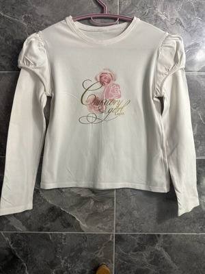 Long sleeve children's blouse used, white and pink