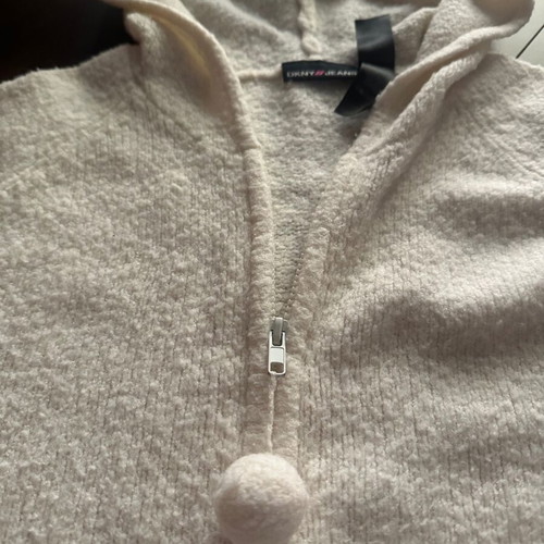 DKNY Jeans women's white light knit cardigan L