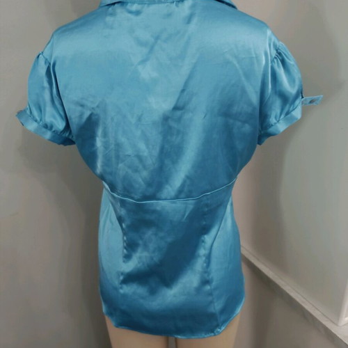 Turquoise satin blouse size L like new