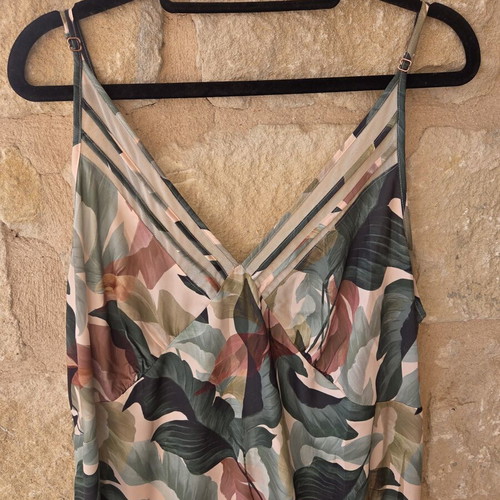 Ted Baker London Tropical Palm Print Satin Slip Dress like new, size L