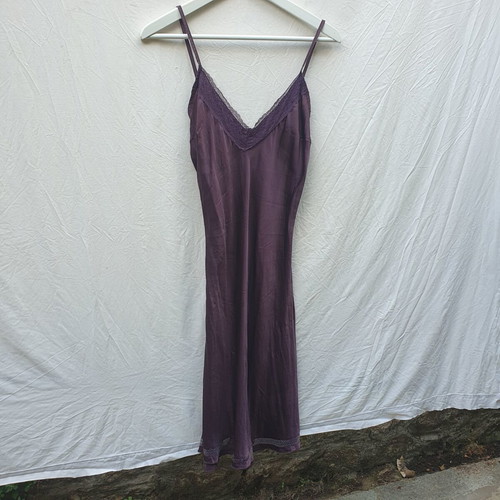 Vintage Manila Grace silk slip dress used, size S/M, purple