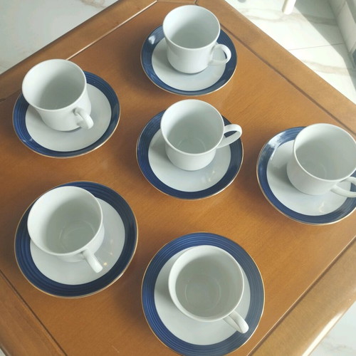 Ionia Cobalt Blue coffee cup and saucer set mint condition, 6 pcs