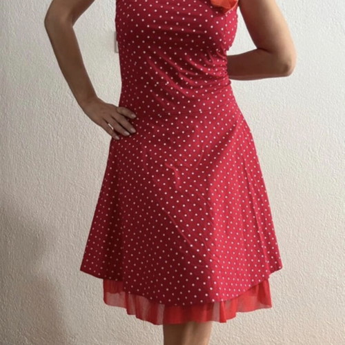 Vintage Retro Red Polka Dot Strapless Dress 50s Pin-Up Style like new