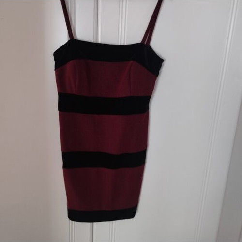 BSB Dress M Burgundy and Black Velvet Like New