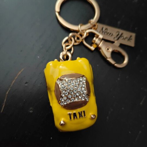 Mini New York Taxi Keychain new, yellow with rhinestones