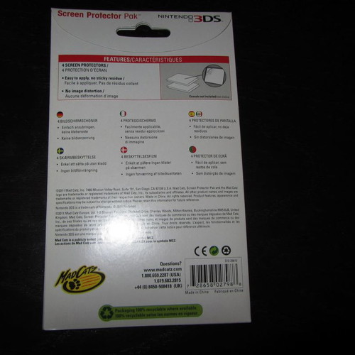 MadCatz Nintendo 3DS Screen Protector Pak 4 membranes new sealed