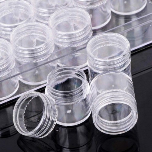 Acrylic case with 30 empty jars new for rhinestones, glitter, earrings