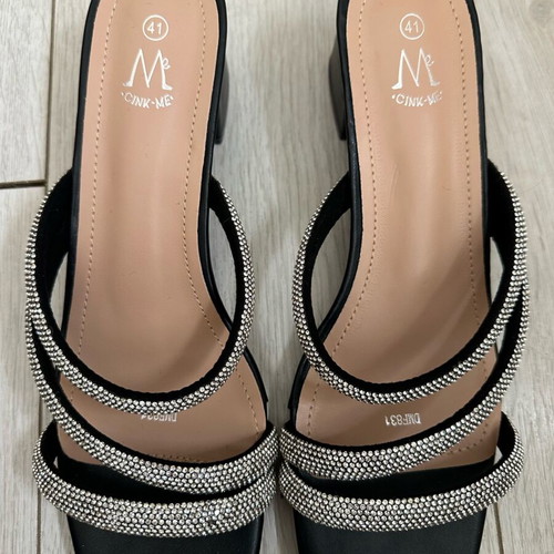 Sandals new elegant black with silver gems size 41