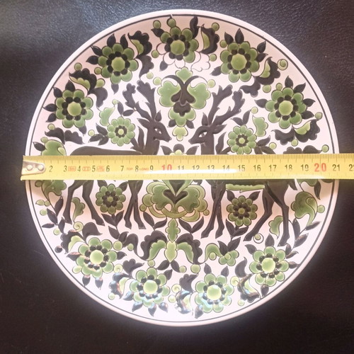 Faros Keramik vintage decorative plate with enamel, like new