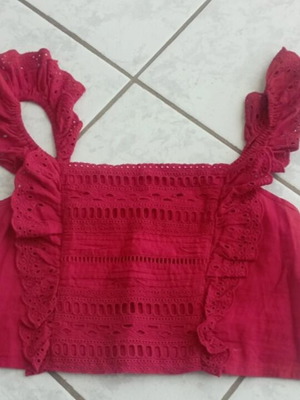Stradivarius crop top, red, size S