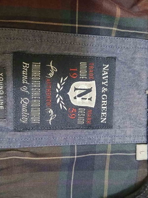 Navy & Green men's checked shirt size L like new blue burgundy