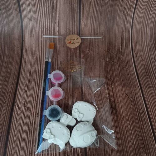 Hello Kitty & Ladybug DIY Painting Set new, handmade plaster figures