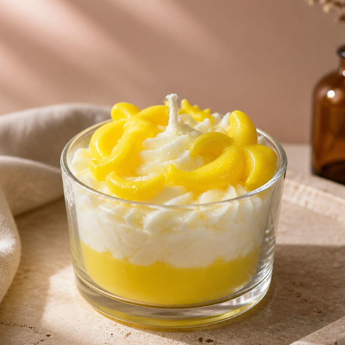 Banana scented candle made from soy wax