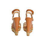 Christian Louboutin Pyraclou 140 Platform Wedge Espadrilles, Cognac Brown