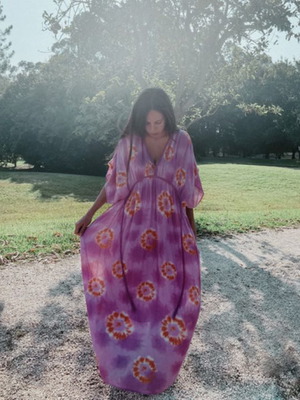 Zara long tie dye boho chic dress tunic, pink oversized XS