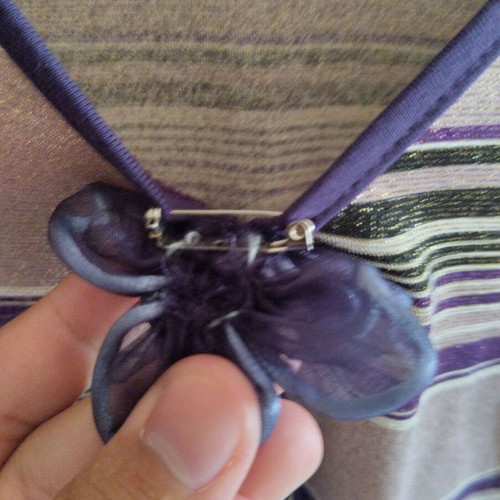 Derpouli women's blouse with removable flower pin, purple